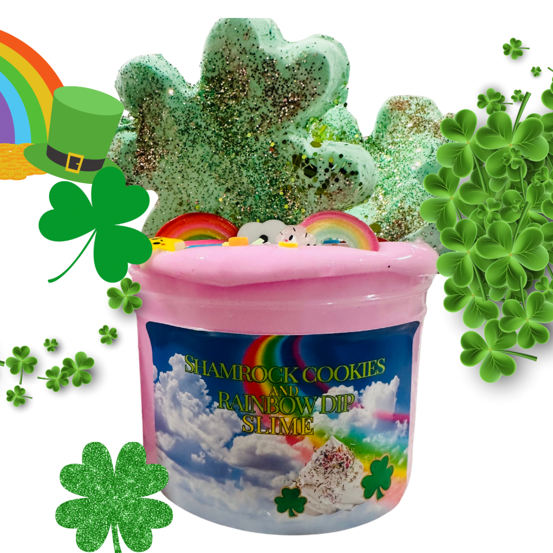 Shamrock Cookies and Rainbow Dip Slime