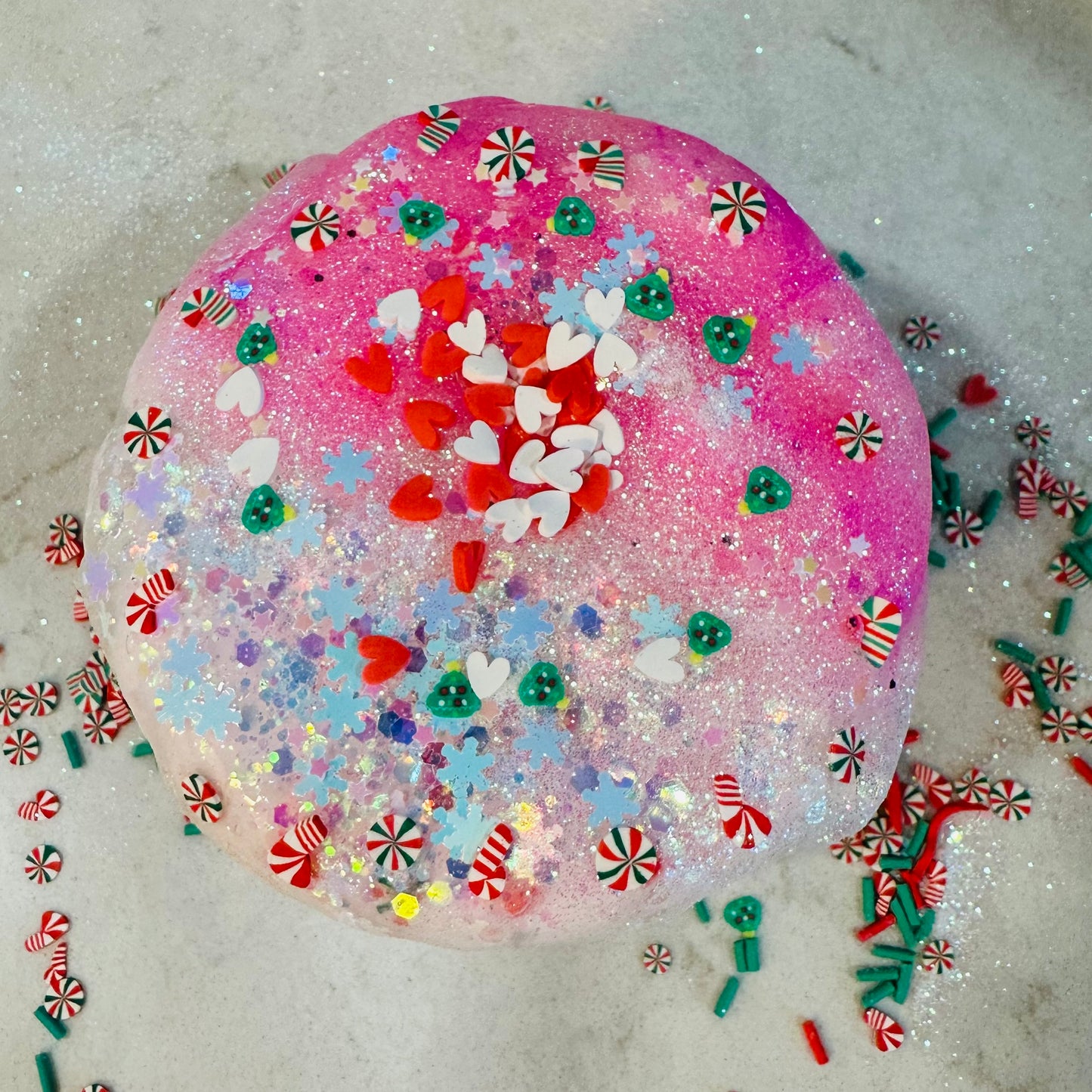 Candy Cane Fluff Slime