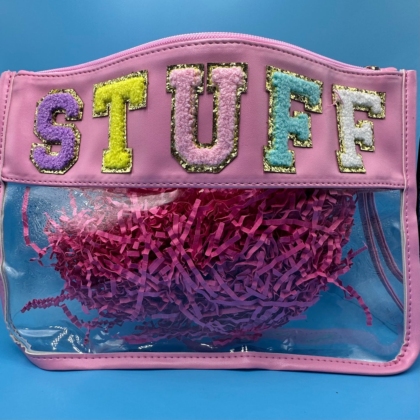 Varsity Letter Pouch-Stuff Pink