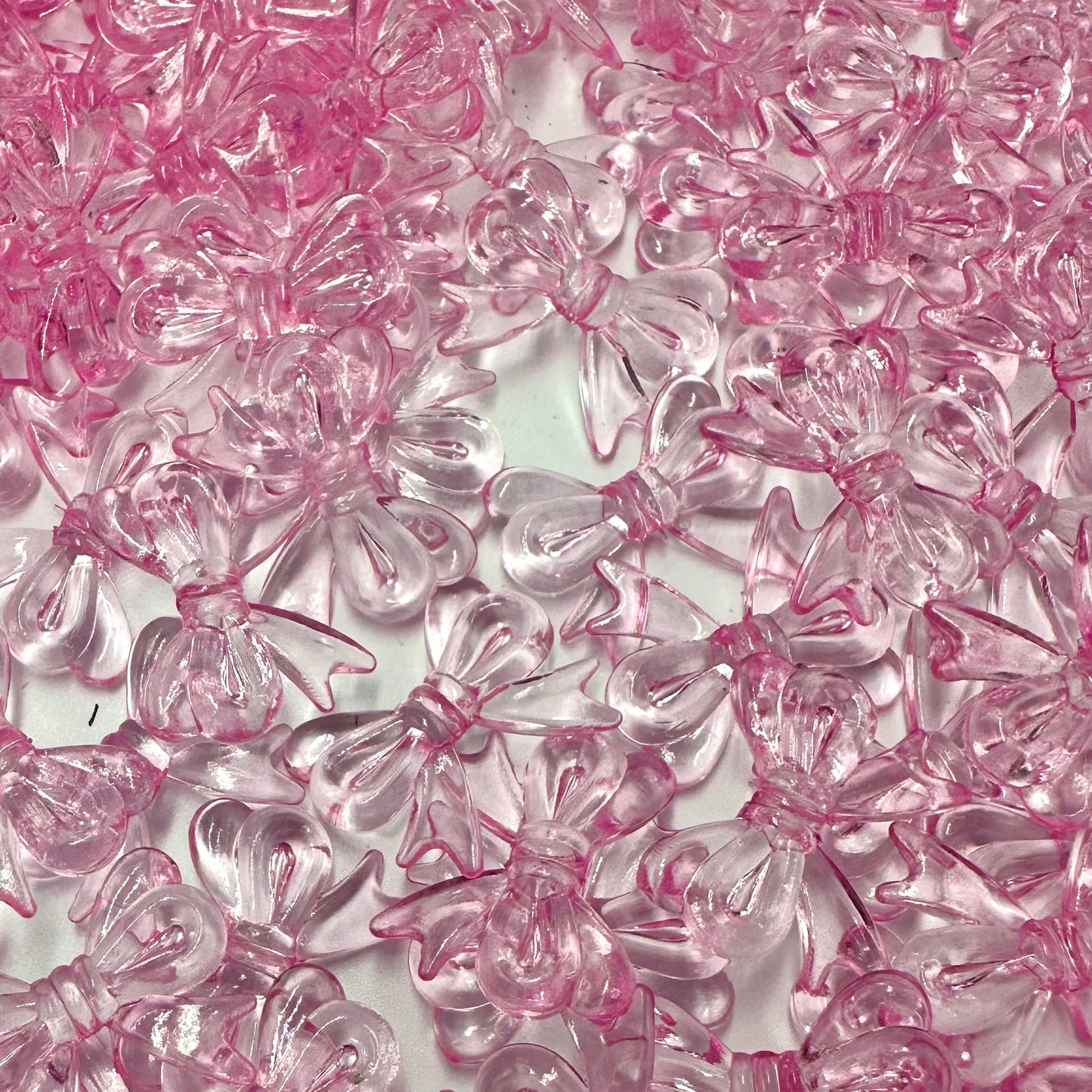 Transparent Acrylic Pink Bow Beads