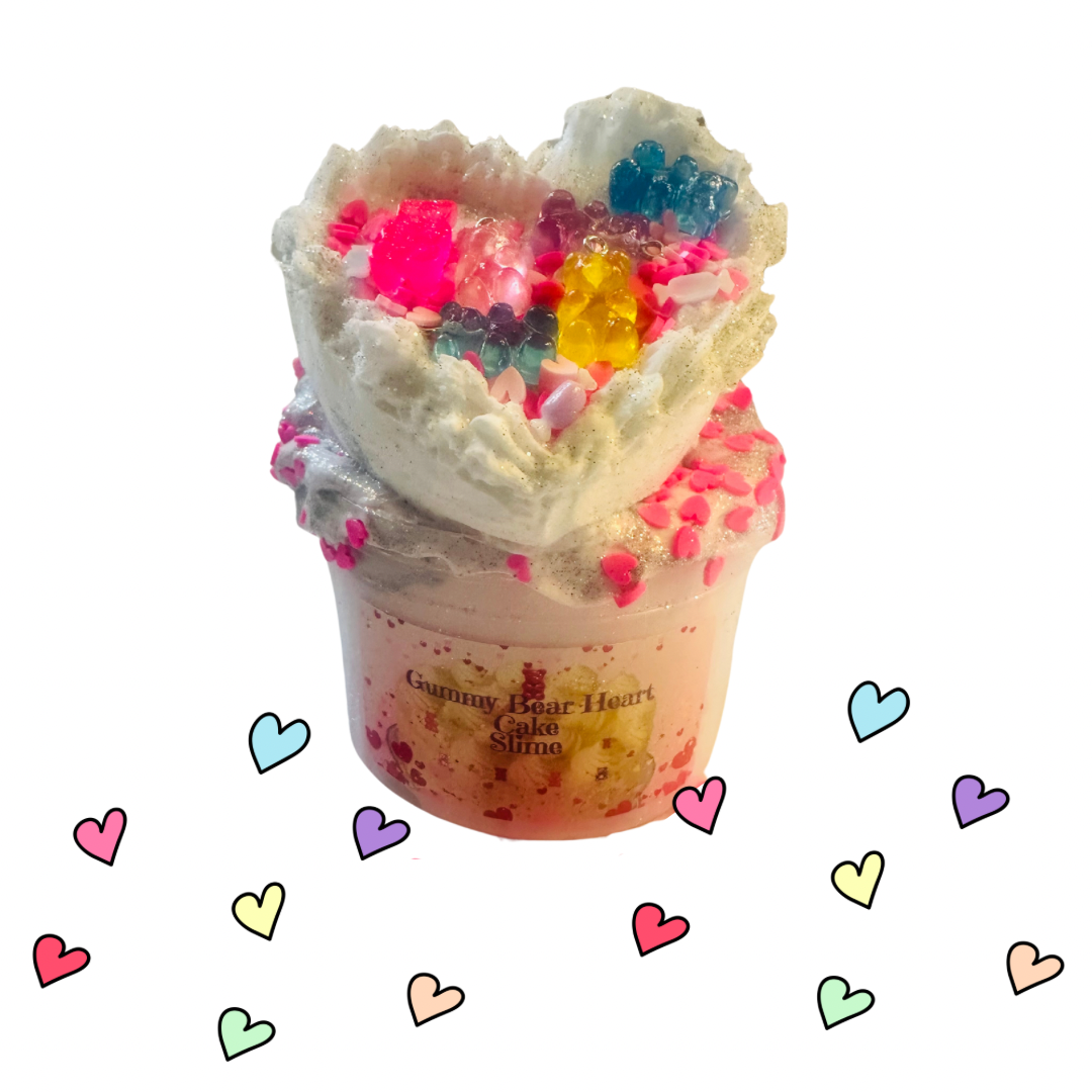 Gummy Bear Heart Cake Slime