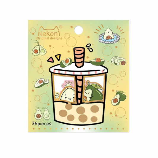 Nekoni Boba Avocado Die Cut Stickers