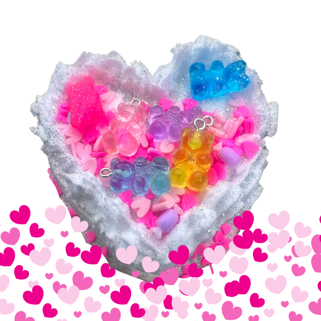 Gummy Bear Heart Cake Slime