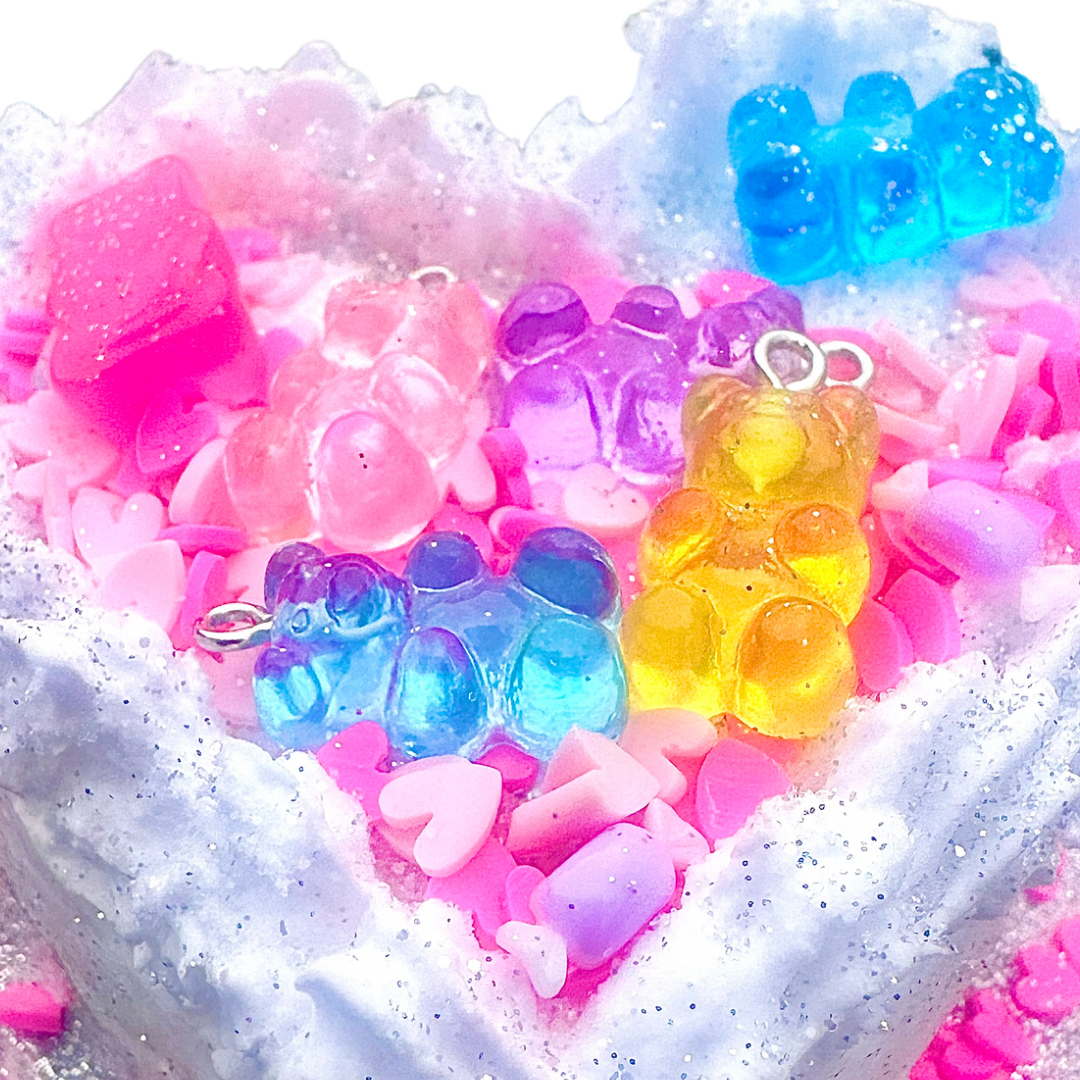 Gummy Bear Heart Cake Slime