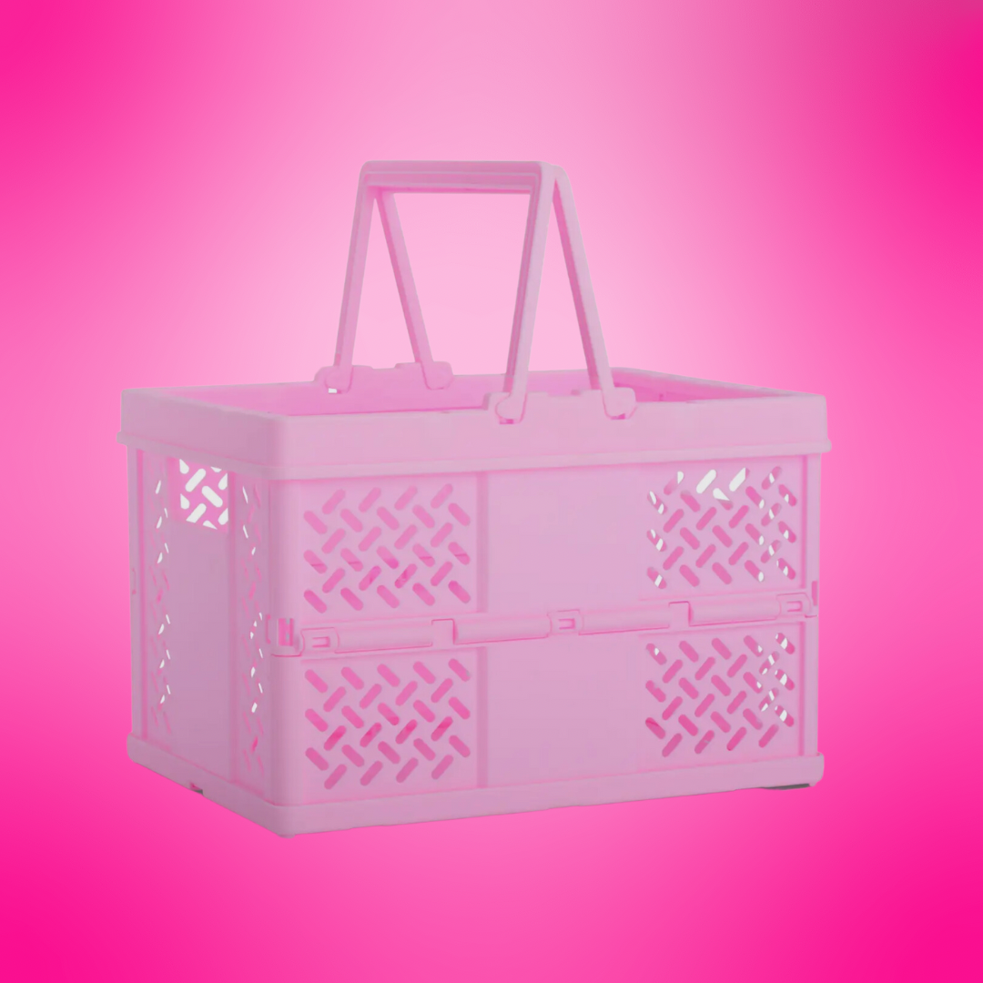 Pink Foldable Storage Crate Small