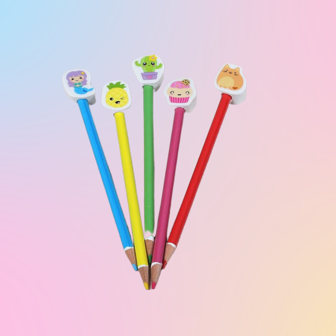 Kawaii Drawing, Coloring and Activity Book with Pencil Toppers Kit
