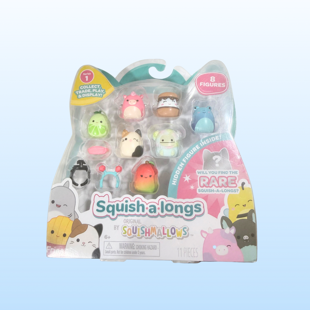 Squishmallow Squishalongs 8 Pack - Squad 1 - Beula, Ludwig, Stanley, Bimbi, Dent, Cherry, Cherish, Mystery Figure