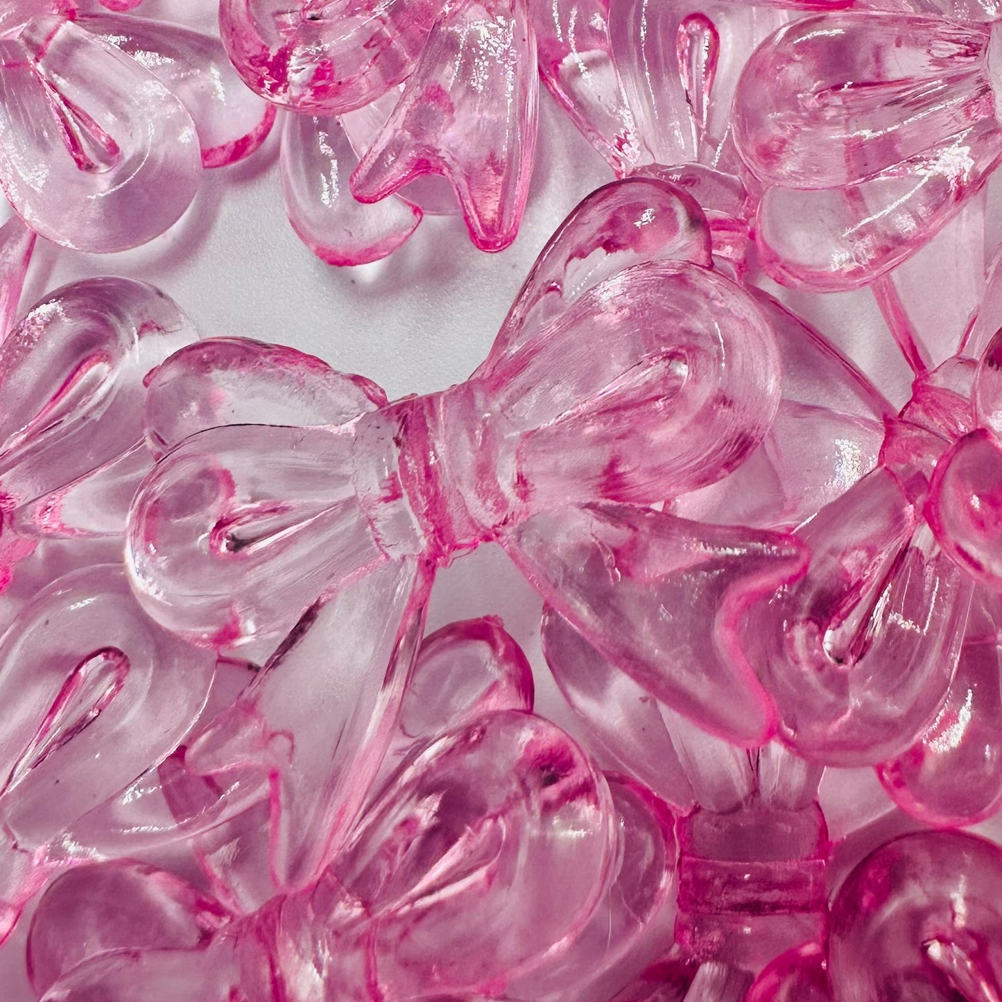 Transparent Acrylic Pink Bow Beads