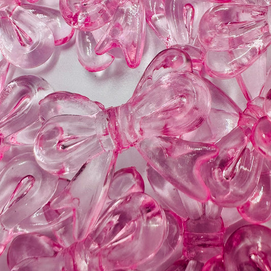 Transparent Acrylic Pink Bow Beads