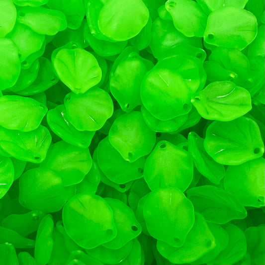 Transparent Frosted Acrylic Petal Leaf Charms-White, Light Green, Green Yellow or Lime Green