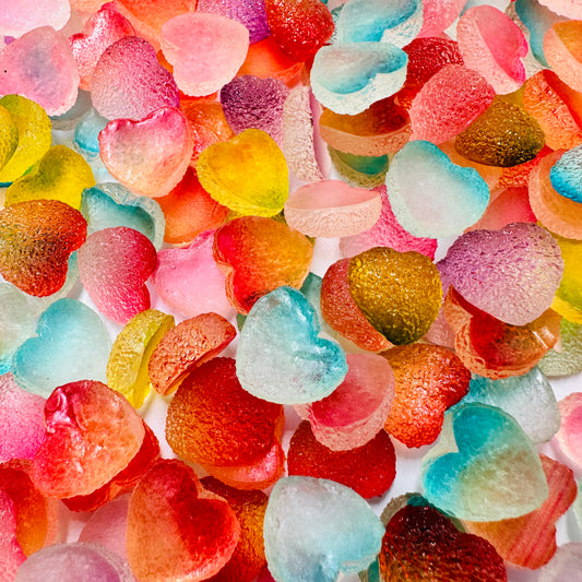 Translucent Resin Imitation Jelly Heart Cabochons
