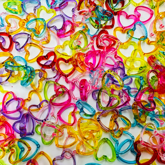 Transparent Acrylic Heart Frame Beads