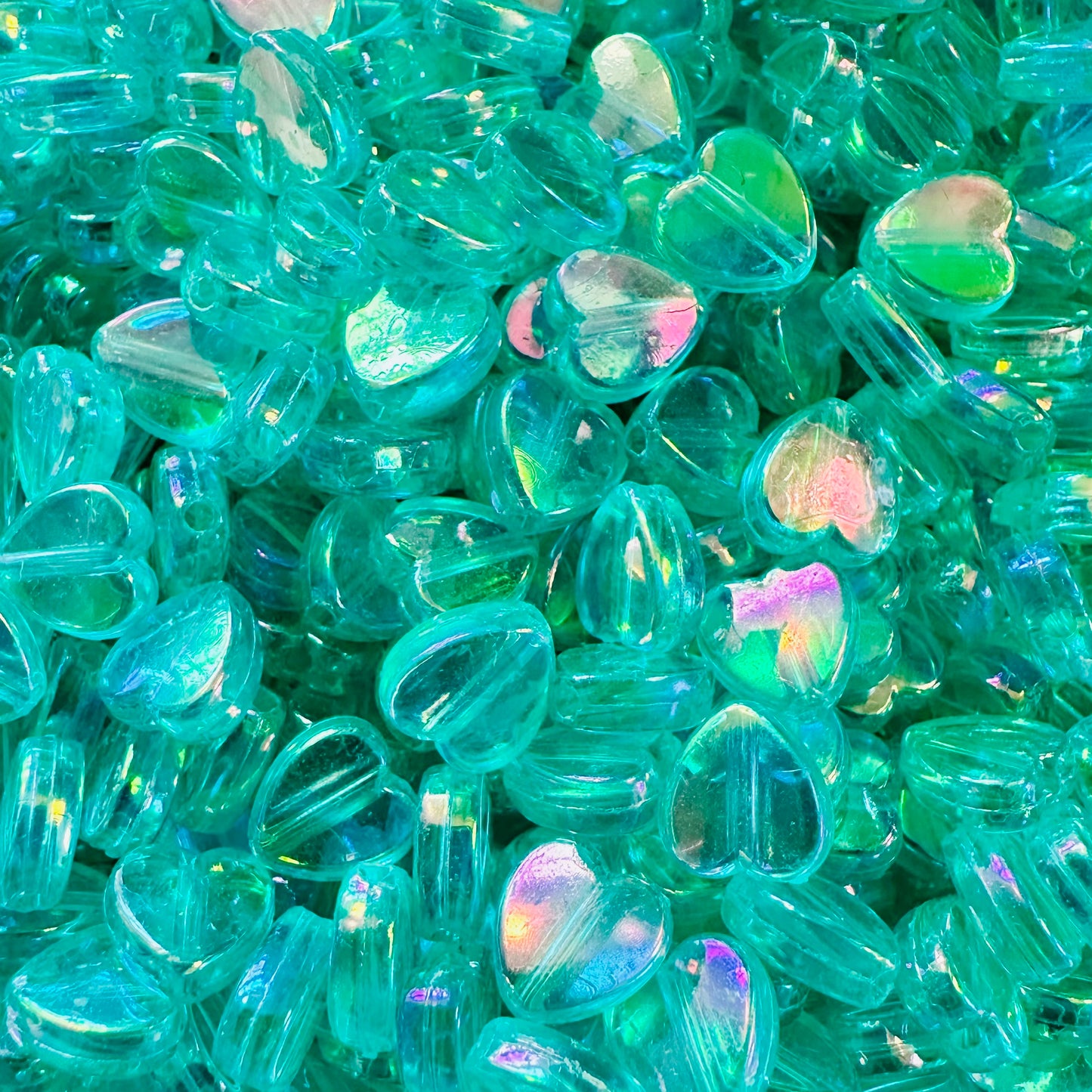 Teal Green Heart Beads
