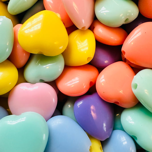 Opaque Acrylic Heart Beads